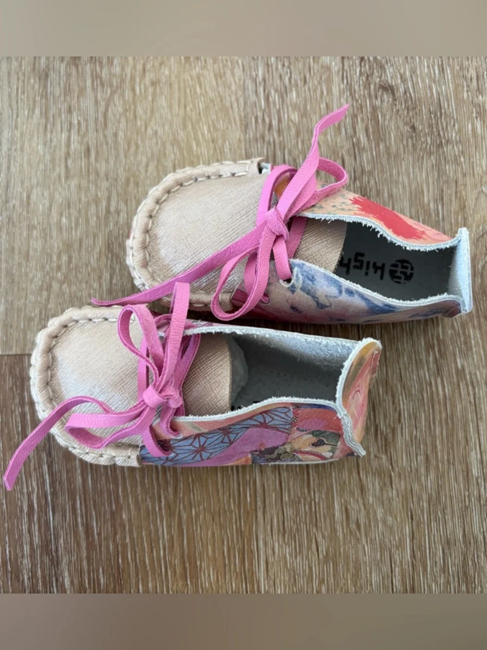 NWOT Handmade Kimono Inspired Print Genuine Leather Baby Shoes Size 12 months